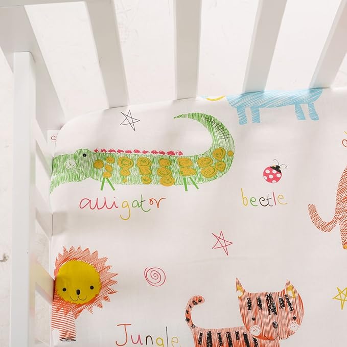 Safari Crib Sheet - Soft Fitted Crib Sheet Baby Sheet for Standard Crib and Toddler mattresses Nursery Sheet for Boys and Girls 1 Pack Animal Jungle Toddler Sheet - by UOMNY