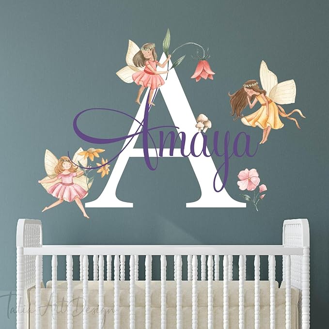 Custom Name Fairy Wall Decals - Whimsical Nursery Decor, Peel-and-Stick Wall Stickers for Kids Rooms, Bedrooms & Playrooms