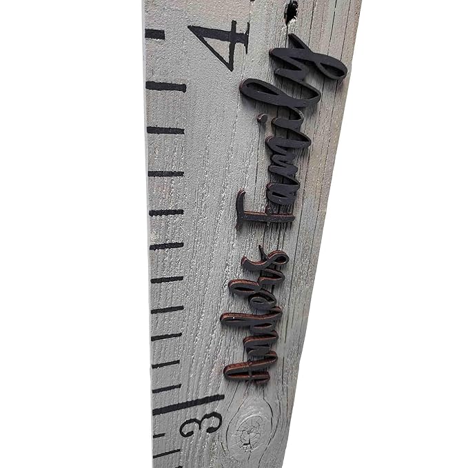 Rockin' Wood Custom Name Growth Chart for Kids Made from Reclaimed Rustic Wood - Hand Painted No Vinyl (Painted Grey)