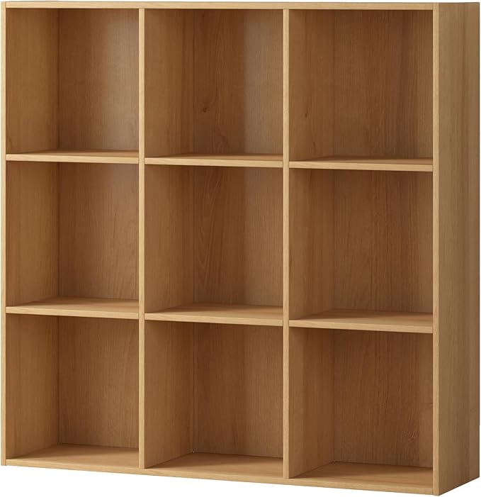 Jpiziso 9 Cube Storage Organizer, Wooden Cube Shelves with Closed Back Panel, Reversible Bookcase, Cubes Closet Organizer for Home, Living Room, Kids Room, Office, Bedroom, Study, Hallway