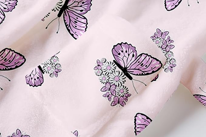 Umeyda Girls Fleece Hooded Robes, Warm Printed Bath Robe for Kids Soft Fuzzy Bathrobe for Gifts