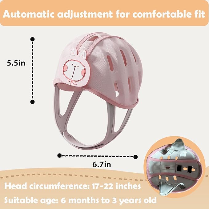 Baby Helmet for Crawing Walking,Soft Infant Safety Helmet,Baby Helmet 1-2 Years for Anti-Fall Head Protector,Adjustable, Breathable