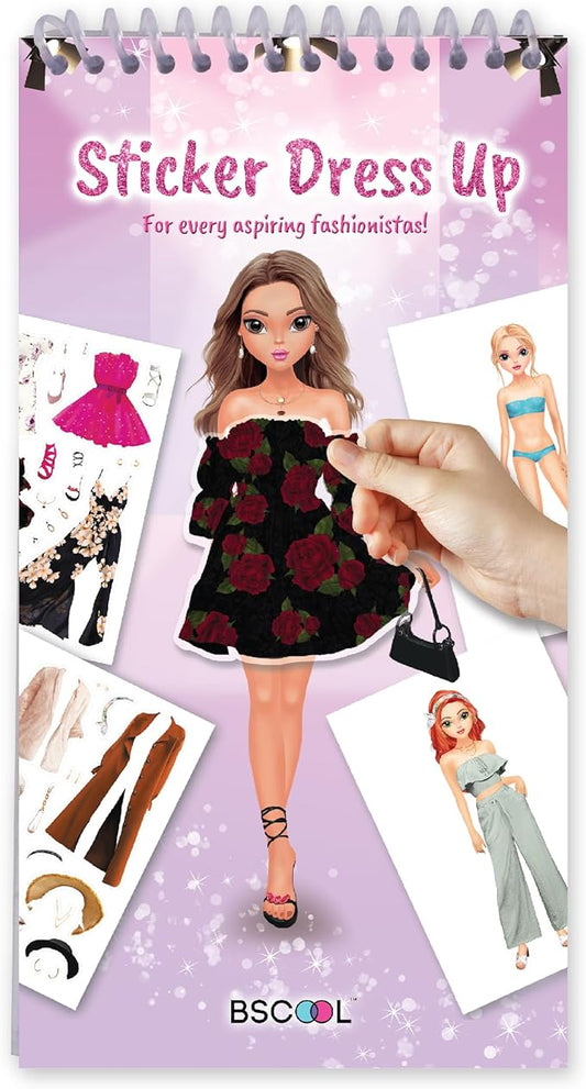 BSCOOL Sticker Dress up - Sticker Activity Book for Kids. Learn Girls Fashion Design with Stickers and Guides for Kids 5 and up. Little Designer Creativity Book. Stickers, Paper Dolls. Gift for Girls