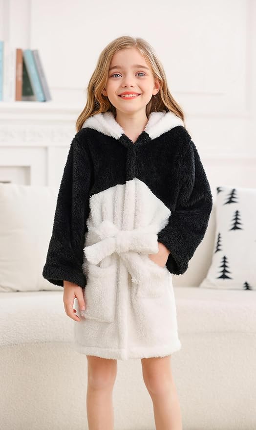 CuteOn Bathrobe for Women Soft Fleece Hooded Plush Loungewear