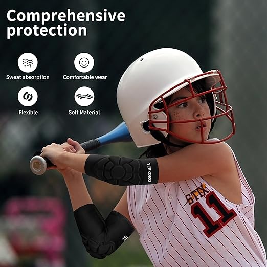 Kids/Youth Knee Pads + Elbow Pads, Compression Support Sleeve with Thickened Pad, Breathable & Lightweight Protective Gear for Basketball Wrestling Football Volleyball Snowboarding Dance(M)