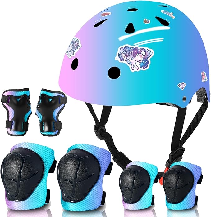 Adjustable Color Gradient Toddler Kids Bike Helmet for 3-5-8-14+Ages Girls Boys.Skateboard Bicycle Toddler Helmet 2-4 Years for Multi-Sports Cycling Scooter Inline Roller Skates Rollerblading