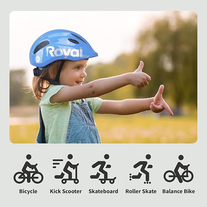 RoyalBaby Kids Helmet 0.47 lb Ultra-Lightweight & Adjustable for Ages 5-13 Years, Ideal for Cycling, Scooter, Balance Bike & More Sports, 4 Vibrant Colors Available