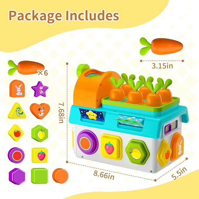Montessori Toys for 1-2 Year Old Boys Girls, 1st First Birthday Gift for One Year Old, Baby 12-18 Month Educational Shape Matching Game w/ Lights & Sound, Fine Motor Learning Toys for Toddlers 1-3