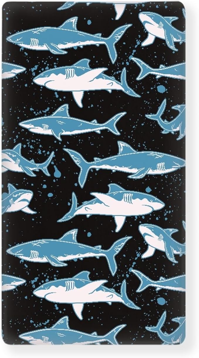 Blue Sharks Fitted Crib Sheet Marine Sharks Baby Crib Sheet Fit Standard Crib and Toddler Mattress,Crib Mattress Sheets for Boys Girls 28"x52"