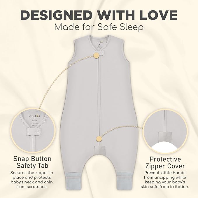 Toddler Sleep Sack with Feet, 0.5 TOG Organic Cotton Baby Sleeping Bag with Legs, Baby Wearable Blankets for Walkers w/ 2-Way Zipper, Baby Sleep Sack for Girls & Boys, Early Walker 18-36 Month