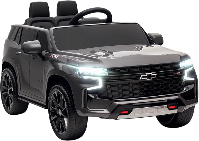 Aosom Licensed Chevrolet Tahoe Ride On Car, 12V 7AH Battery Power Ride On Toy with Parent Remote Control, LED Lights, Music, 4 Wheeler Suspension, 3 Speeds, Kids Electric Vehicle for Aged 3+, Gray