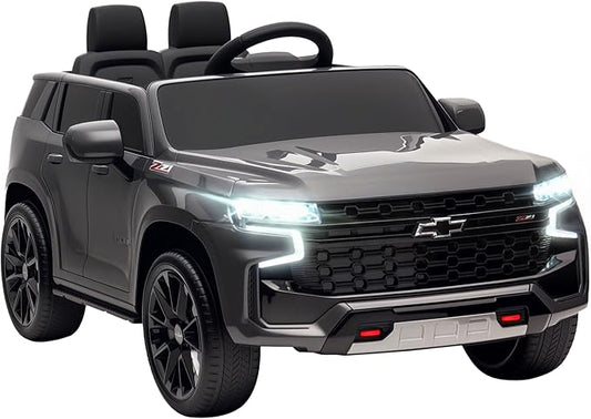 Aosom Licensed Chevrolet Tahoe Ride On Car, 12V 7AH Battery Power Ride On Toy with Parent Remote Control, LED Lights, Music, 4 Wheeler Suspension, 3 Speeds, Kids Electric Vehicle for Aged 3+, Gray