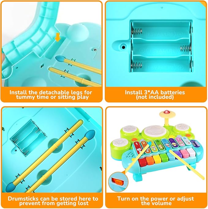 Baby Musical Toys 3 in 1 Piano Keyboard Xylophone Drum Set for 1 Year Old Girls Boys Toys Age 2 Music Instrument Learning Toys Toddlers 1-3 0-2 First Birthday Gift Infant Baby Toys 6 9 12 18 Month