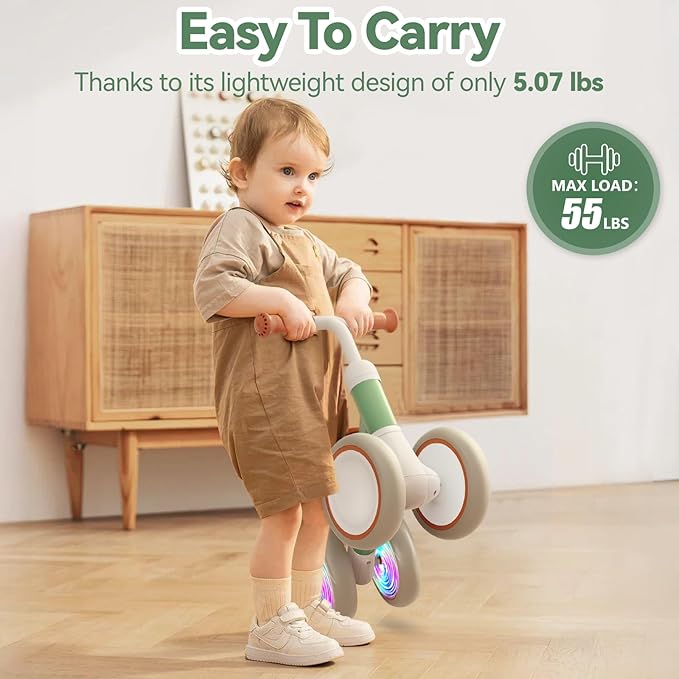 Liberry Light-Up Baby Balance Bike with Adjustable Seat, Toddler First Ride-On Toy for 1-2 Year Old, Boys Girls Birthday Gift