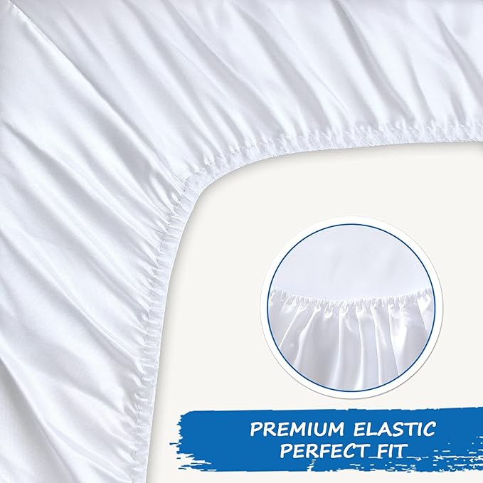Satin Crib Sheets 2 Pack for Boys Girls, Soft & Silky Crib Sheet for Baby Hair (52"x28"x8") Fitted for Standard Crib Mattress, White Crib Sheets