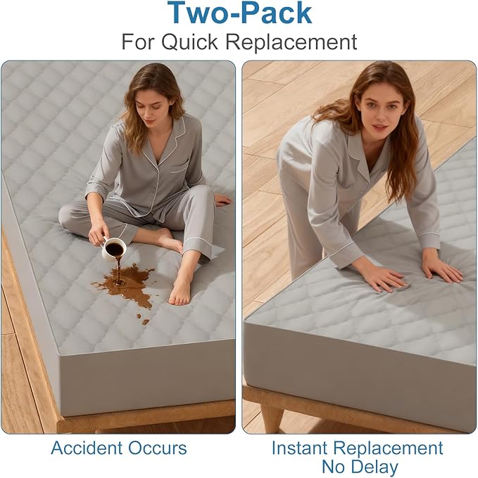 2Pack Waterproof Crib Sheets for Boy, Girl - Cotton 52X28 Fitted Crib Sheets Crib Mattress Protector Sheets,Soft Toddler Bed Sheets,Washable Infant Fitted Baby Bed Sheets (Gray, 52X28inch)