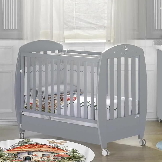 Custom Baby Crib Bedding Set, Personalized Name Mushroom House Design Crib Set 3 Pcs, Soft Double Layer Blanket, Crib Sheet & Room Rug, Ideal Nursery Decor Gift for Baby Girls Boys