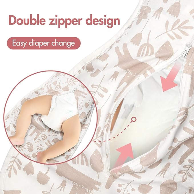 2-Pack Transitional Swaddle Sleep Sack - Arms Up Swaddle 6-9 Month, Baby Swaddles for Newborn, Cuff Removable Design, Pink Bunny Breathable Baby Sleep Sacks with 2-Way Zipper
