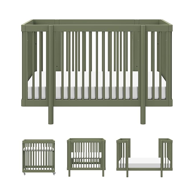 Babyletto Pogo 8-in-1 All-Stages® Convertible Crib - Conversion Kits for Bassinet, Midi Baby & Full-Size Crib to Toddler Bed, Daybed, and Baby Bed - GREENGUARD Gold Certified - Portable & Adjustable