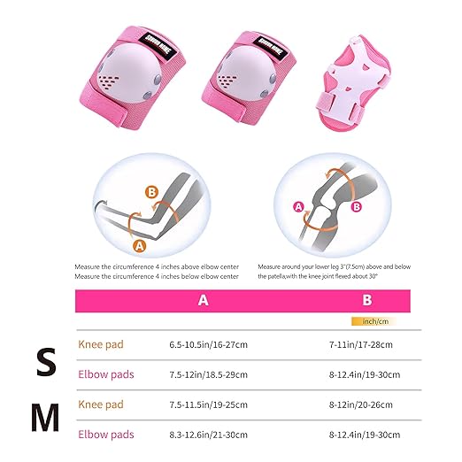 Kids/Youth Knee Pads Elbow Pads Wrist Guards 3 in1Protective Set, for 3-15 Years Child Roller Skates, Cycling, Inline Skating, Skateboard, BMX Bike, Balance Bike, Scooter Riding Sports