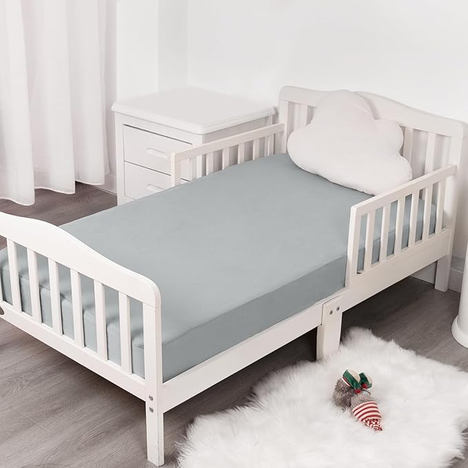 Stretchy Crib Sheets for Boys or Girls, 4 Pack Baby Fitted Crib Sheets Neutral for Standard Crib and Toddler Mattress 52" x 28", Soft and Breathable, Grey & Navy Blue