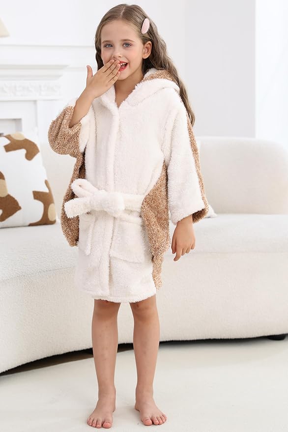 DELEY Girl's Robe Baby Boys Hoodie Robes Toddler Bathrobes for Kids Pajamas Sleepwear