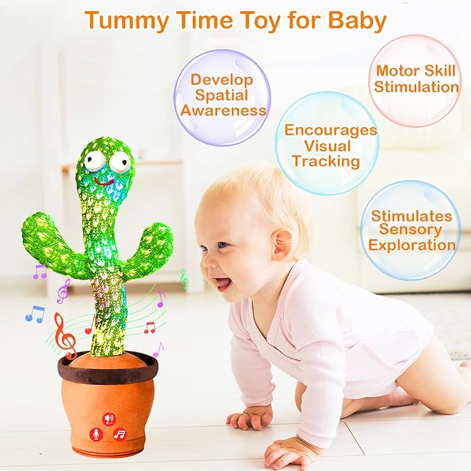 Rechargeable Dancing Talking Cactus Toy Mimics Back, Singing Mimicking Cactus Baby Toy That Talks Back, Educational Baby Toys 18 months+ w/ English Songs, Learning Toys for Baby Girl Boy Gifts