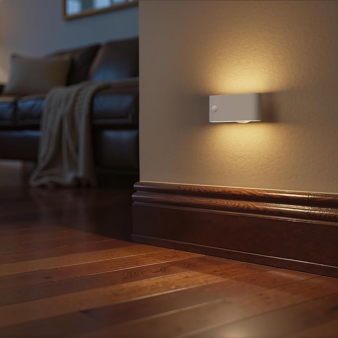 Briignite Motion Sensor Stair Light for Indoor, Night Lights Plug into Wall Magnetic Stick-On Soft White (3000K), Rechargeable, Battery-Operated Wall Light for Hallway, Stairs, Bedroom, Kitchen