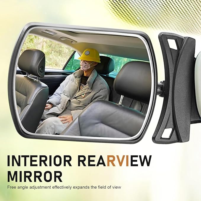 Baby Car Mirror, Curved Lens Observation Mirror, Rotatable and Adjustable Angle, Universal Car Interior Rearview Auxiliary (White)