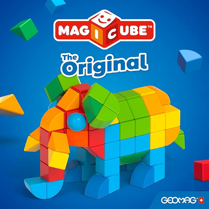 Geomag Magicube 9pcs Magnetic Blocks - Magnetic Building Blocks for Toddlers 1-3, Montessori Toys for 1+ Year Old, Autism Sensory Product, Magnets for Kids