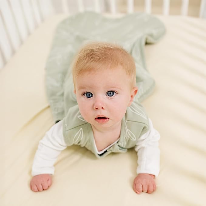 Woolino Merino Wool and Organic Cotton Baby Sleeping Bag - 4 Season Classic Sleep Sack - Two-Way Zipper Sleeping Bag for Baby and Toddler - 18-36 Months - Sage
