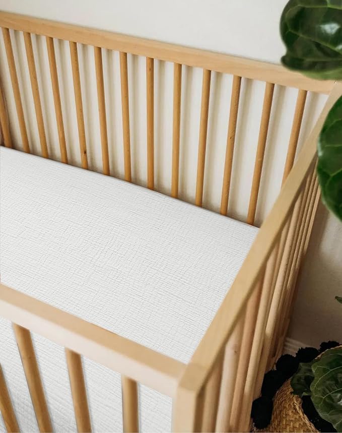 Crib Sheets for Baby Boy Girl 2 Pack, Fitted Crib Mattress Sheet 28" x 52", Muslin Toddler Bedding with Neutral Style, Nursery Bedding Essentials (White & White)