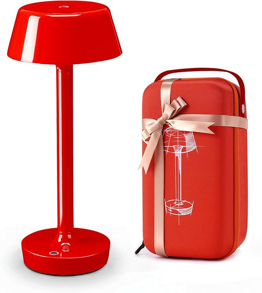 Light Worthy Cordless Rechargeable Table Lamp with Power Charger,Portable LED Desk Lamp,5000mAh Battery Operated,2700K-5700K Tunable,Stepless Touch Dimming for Bedroom Bedside Outdoor Camping,Red