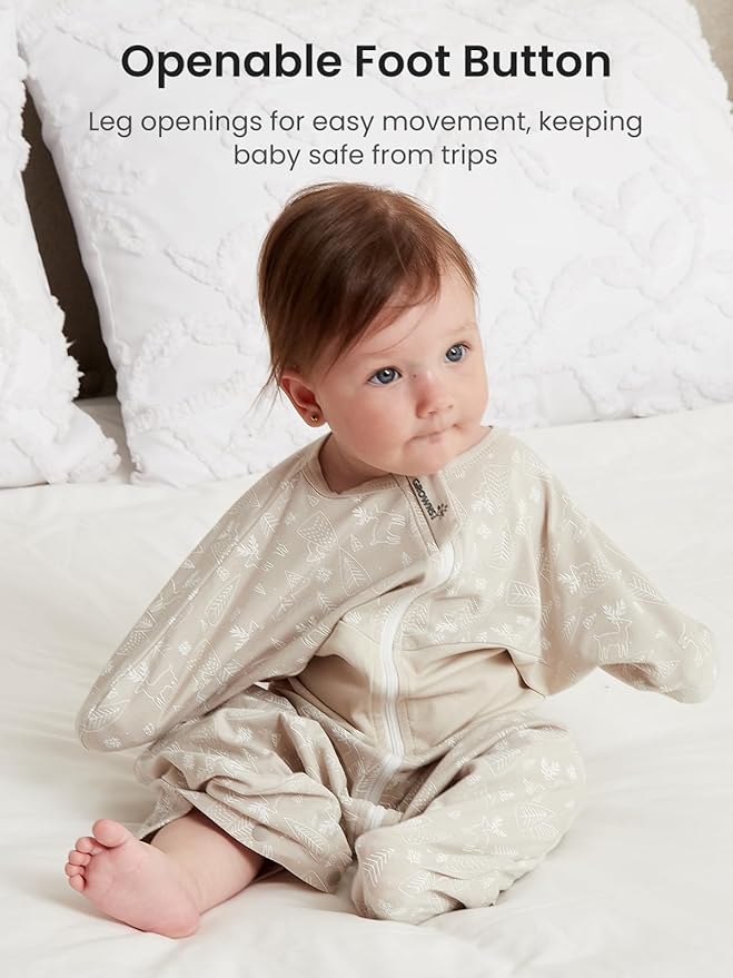 GROWNSY Transitional Swaddle Sleep Sack 3-6 Months, Starfish Design Baby Swaddle Sack, Dual-Zipper for Easy Diaper Changes, Proper Hip Development & Openable Foot Button, 12-20lbs, Deer
