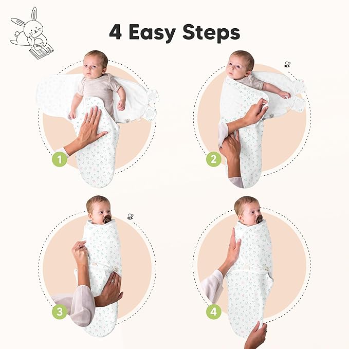 KeaBabies 3-Pack Organic Baby Swaddle Sleep Sacks - Swaddles for Newborns, Infant 0-3 Months, Baby Girls, Boys, Soft & Snug Newborn Sleep Sack, Nursery Swaddling Blankets (Garden)