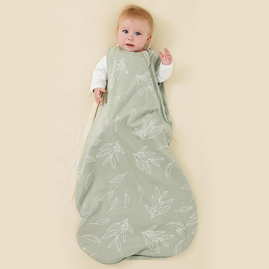 Woolino Merino Wool and Organic Cotton Baby Sleeping Bag - 4 Season Classic Sleep Sack - Two-Way Zipper Sleeping Bag for Baby and Toddler - 6-18 Months - Sage