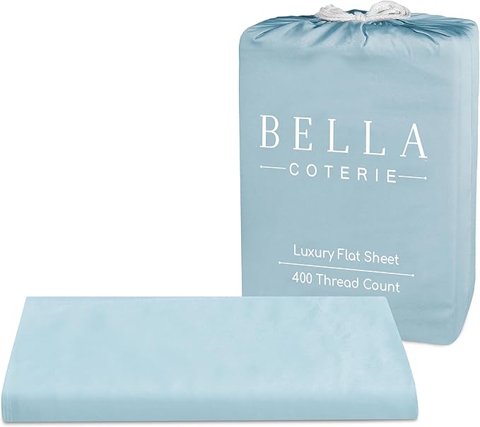 Bella Coterie Luxury Bamboo Viscose King Size Flat Sheet | 100% Organically Grown | Ultra Soft | Cooling for Hot Sleepers [Coastal Blue]