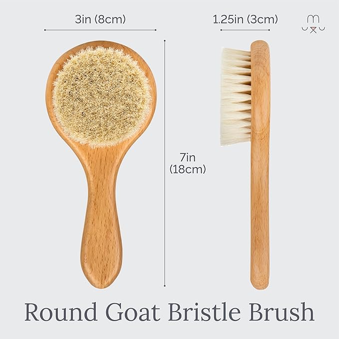 Natemia Wooden Baby Hair Brush | Natural Soft Bristles for Newborns & Toddlers | Gentle Cradle Cap Care | Ideal Baby Registry Gift