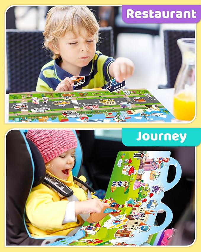 Benresive Reusable Sticker Books for Kids 2-4, Sticker Books for Toddlers 1-3 2-4, Toddler Travel Toys Activities Crafts Gifts