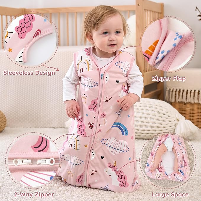 Yoofoss Baby Sleep Sack 6-12 Months, TOG 2.5 Baby Wearable Blanket with 2-Way Zipper, 100% Organic Cotton Fabric Winter Newborn Sleeping Sack, Warm Soft Comfy