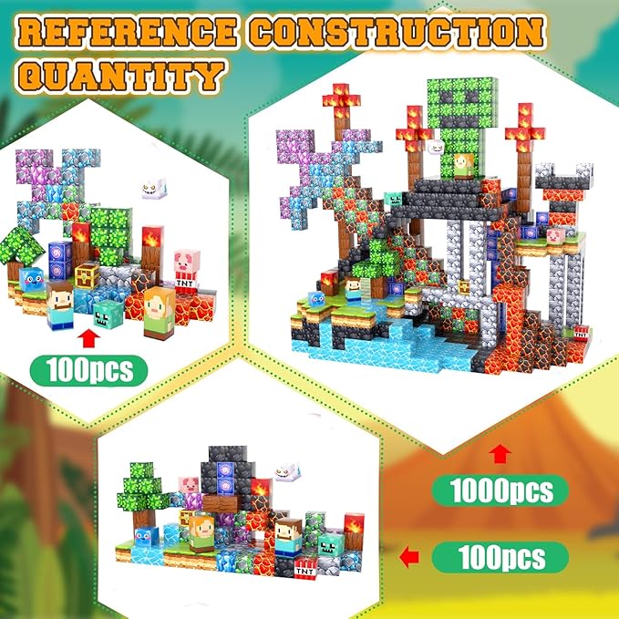 UGY 100PCS Magnetic Blocks - Build Mine Magnet World, Magnetic Building Blocks for Kids Ages 4-6 6-8 8-12, STEM Educational Sensory Toys for Boys & Girls