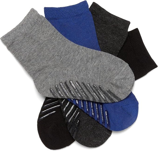 Gripjoy Toddler Socks with Grippers, Non-Slip for Kids, Enhanced Stability, Comfortable Cotton - 4 Pairs