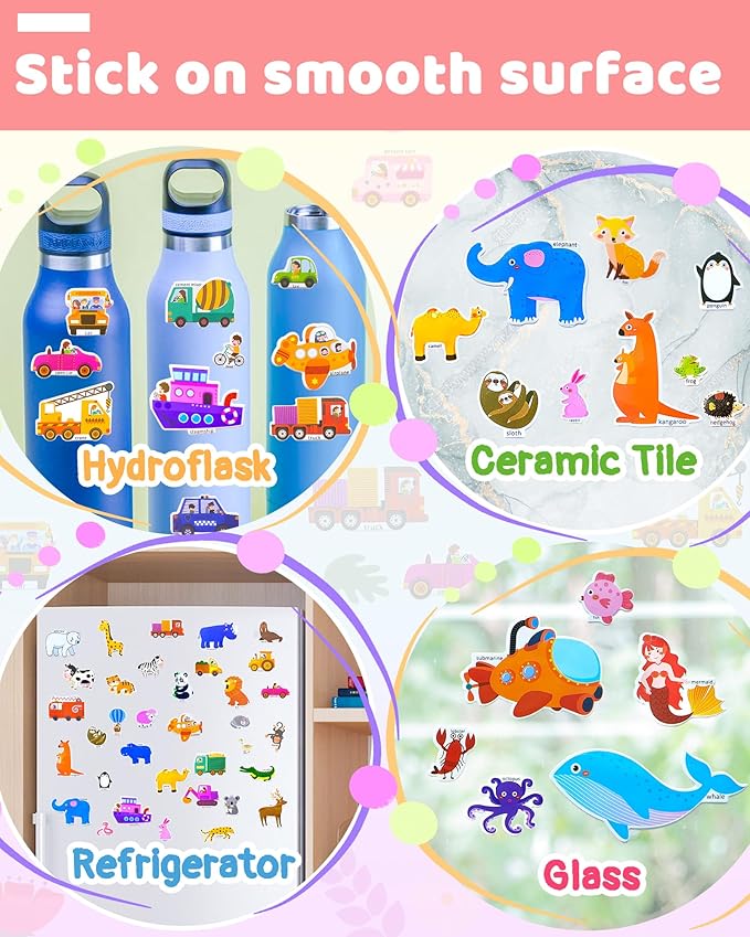 Benresive Reusable Sticker Books for Toddlers, 3 Sets Travel Stickers for Kids, Toddler Sticker Book, Crafts Activities for Toddlers, 3 and Up Birthday Gifts Travel Toys