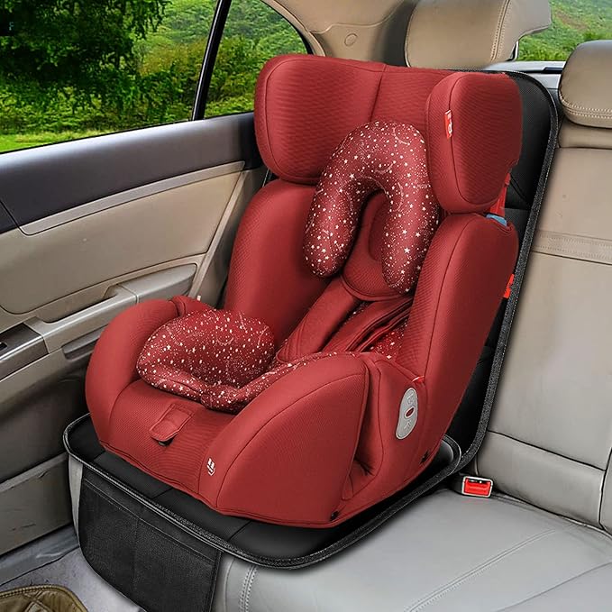 Car Seat Protector 1 Pack Car Seat Cushion Mat Thickest Padding,Waterproof 600D Fabric Car Seat Covers for Non-Slip Backing Mesh Pockets for Baby and Pet (Brown, 2 Pcs)