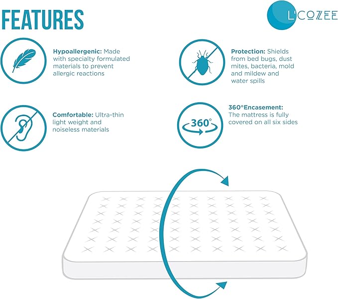 Waterproof Zippered Mattress Encasement Cover - Protector, Breathable, Full Size, Assure Sleep by L'COZEE