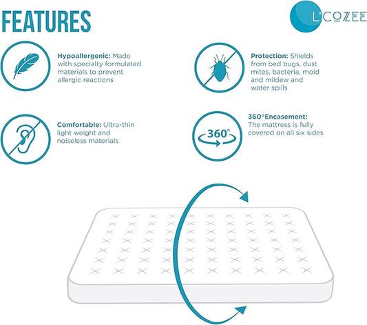 Waterproof Zippered Mattress Encasement Cover - Protector, Breathable, Full Size, Assure Sleep by L'COZEE