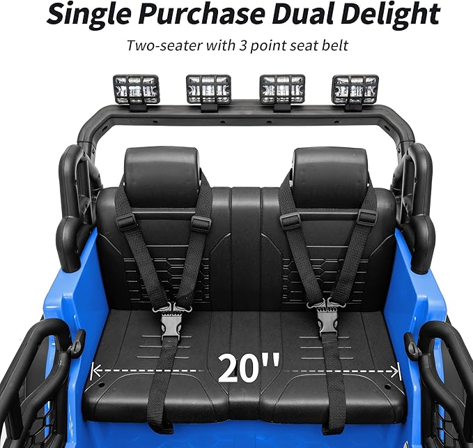 2 Seater Ride on Car Toy, 24V 4WD Electric Car for Kids 4-8 with Remote Control, 4x200W Motors, Capacity 110 lb - Blue