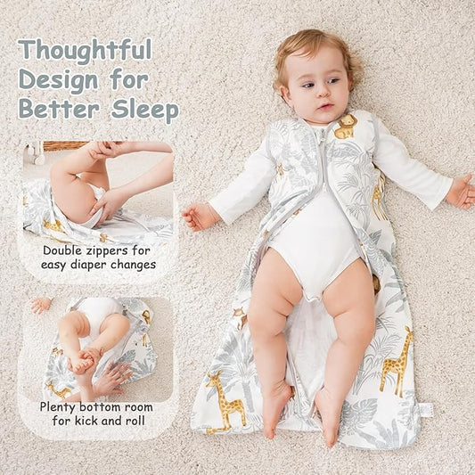 Looxii Baby Sleep Sack 0.5 TOG, 100% Cotton 3 Pack Wearable Blanket Baby Sleep Bag for Newborn Infant, 2-Way Zipper Lightweight Toddler Sleeping Sack 6-12 Months