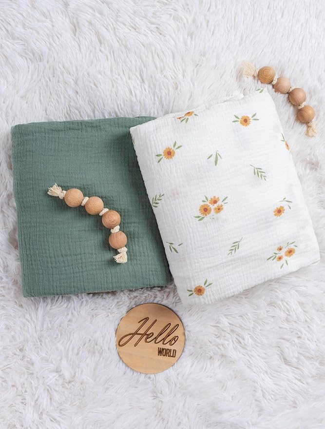 Meracorallo Muslin Fitted Crib Sheet, Soft and Breathable Baby Crib Sheet for Standard Crib and Toddler Mattresses, Roman Green