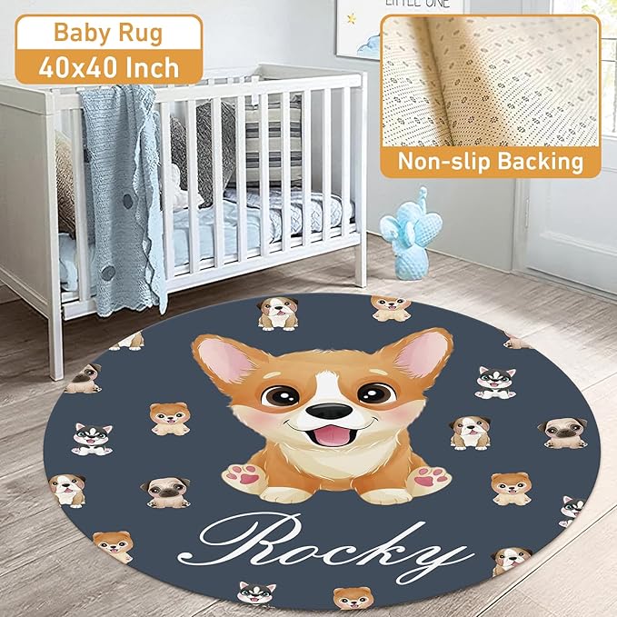 Personalized Crib Bedding Set - 4 Piece Custom Gift Black Dogs Crib Bed Set with Name, Soft Double Layer Blanket Set for Infant Baby Girl, Nursery Bedding Set for Toddler Boys